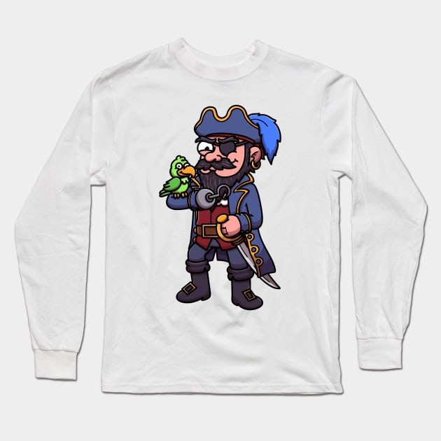 Pirate With Parrot Long Sleeve T-Shirt by TheMaskedTooner